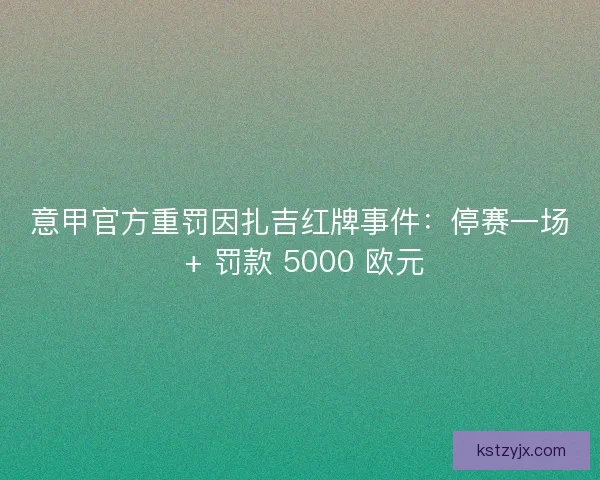 意甲官方重罚因扎吉红牌事件：停赛一场 + 罚款 5000 欧元